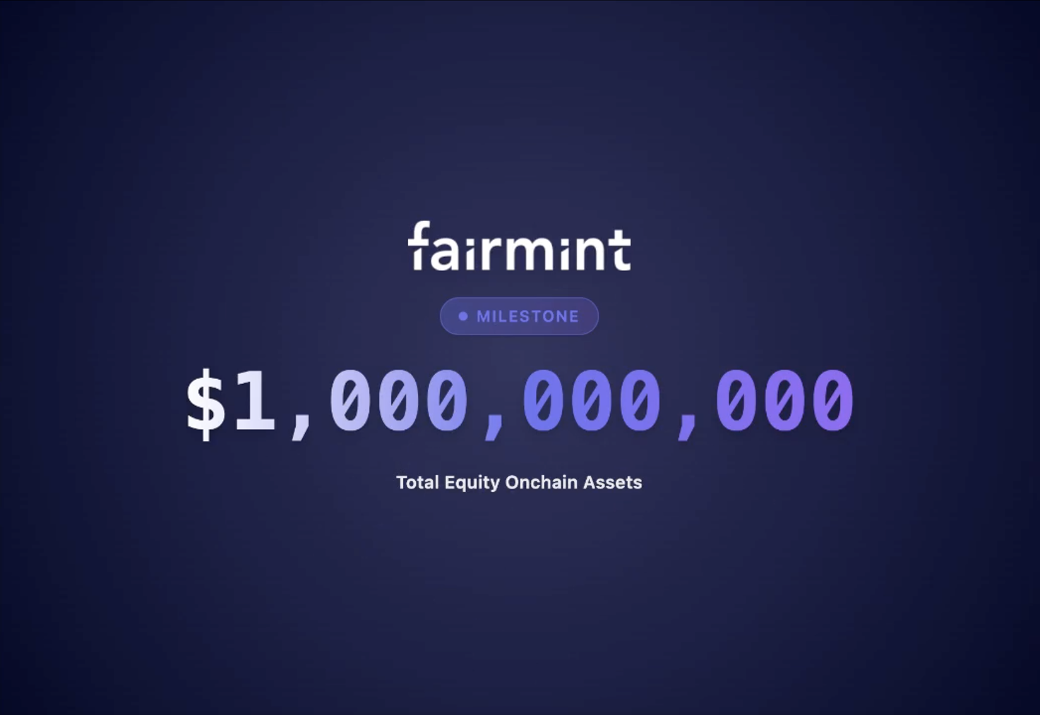 Fairmint Surpasses $1 Billion in Onchain Equity as Cap Tables Move from Spreadsheets to Smart Contracts